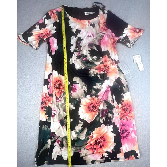 Eliza J Dress Womens 14W Blue Floral Bodycon Ruched Side Sheath Mother Bride - Picture 15 of 16